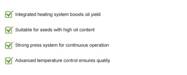 Oil press series technical specifications chart